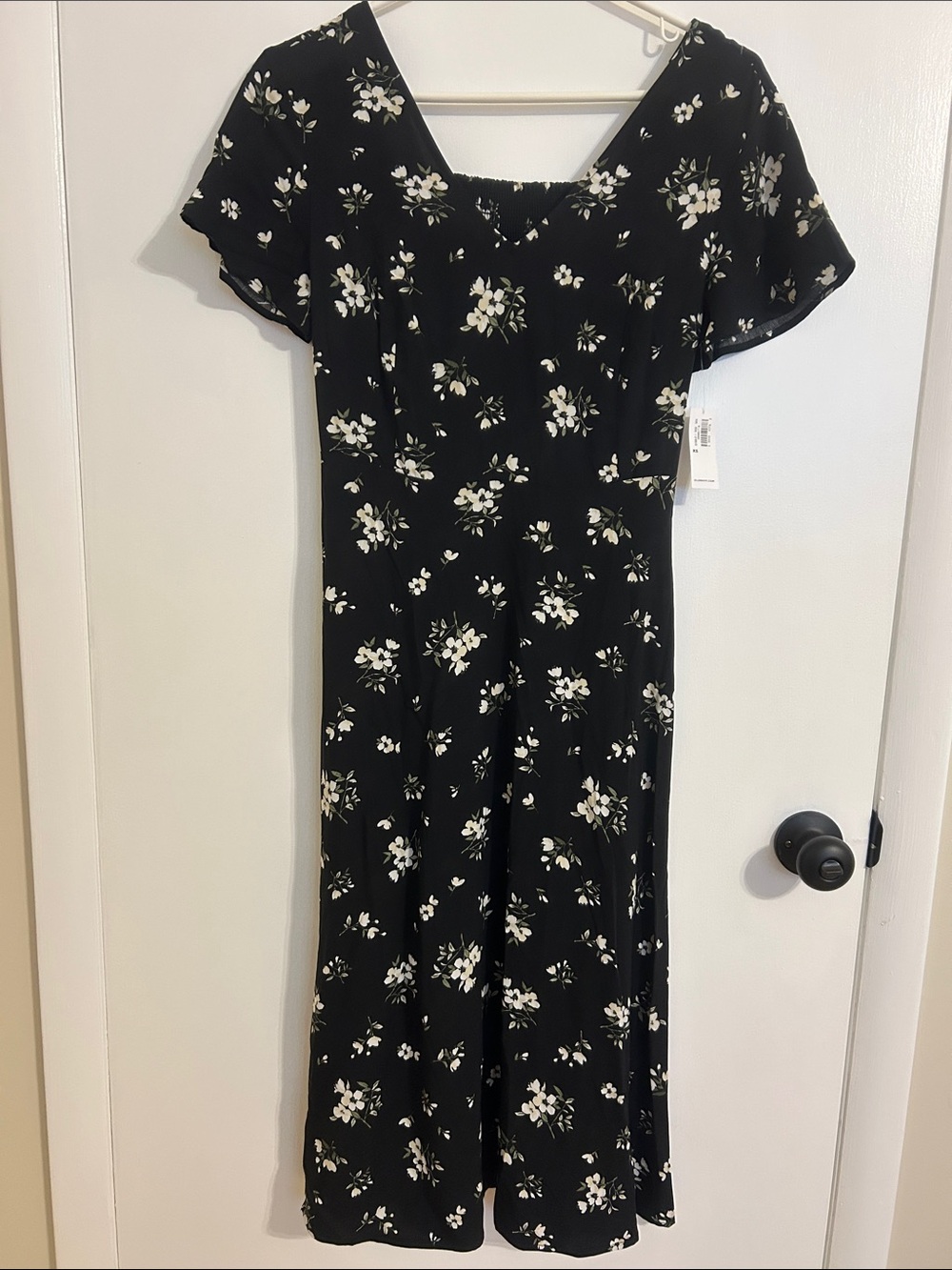 Old Navy Black Floral Midi Dress NWT